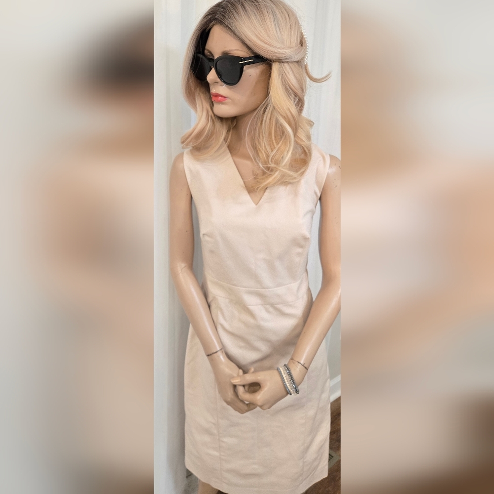 Ann Taylor Cream Midi Sheath Dress